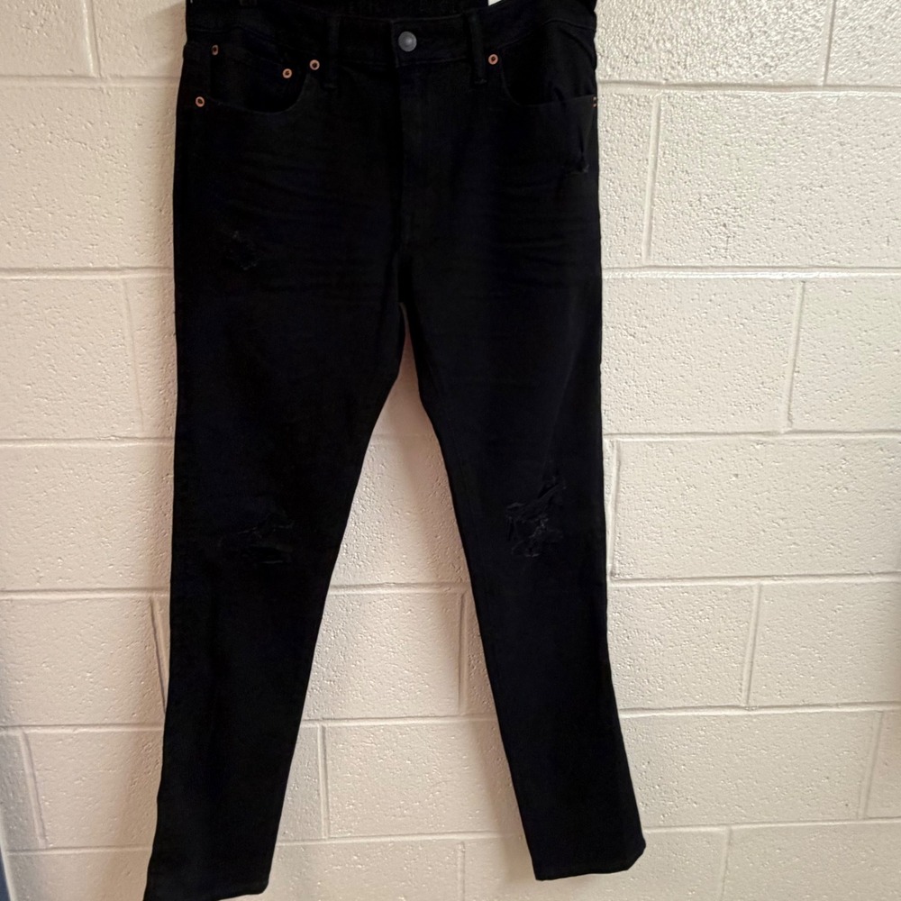 American Eagle Mens Airflex+ Slim Distressed Jeans 34/36 Black Ripped Streetwear